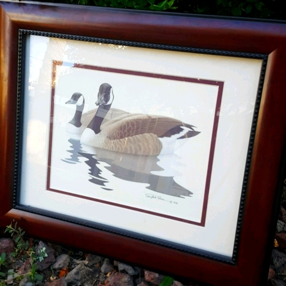 1980 Richard Sloan Canada Geese Framed Print - Picture 2 of 7
